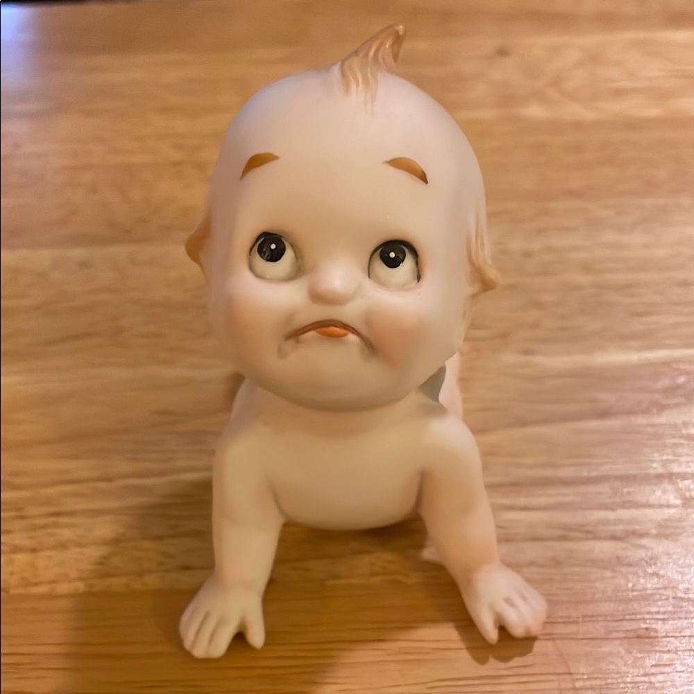 Vintage Lefton Japan Kewpie Baby Cherub with Wings Pouty Face Figurine